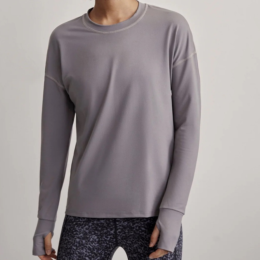 Varley Women’s Charcoal Gray Long Sleeve Athletic Tee Shirt Small S Top